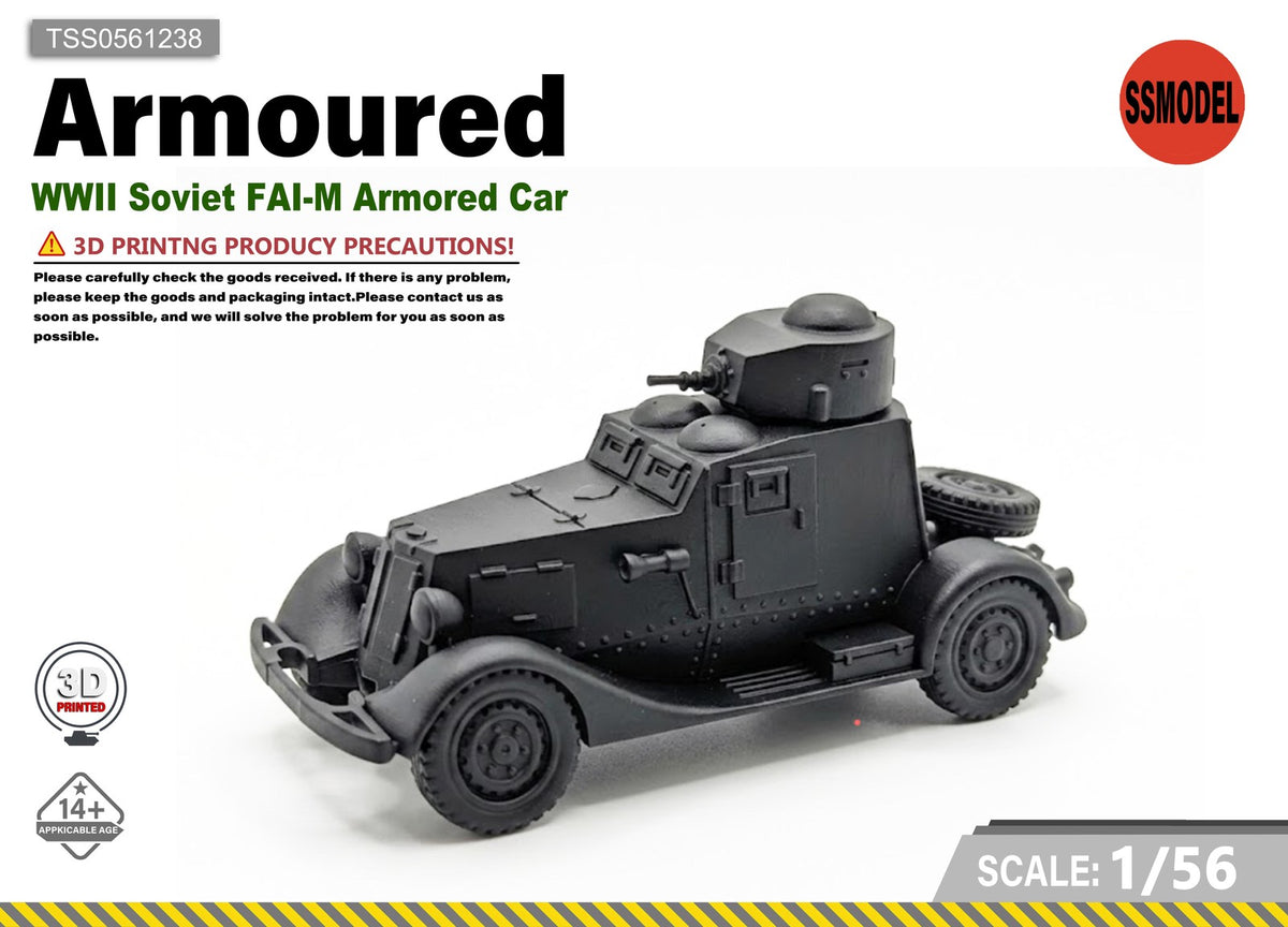 SSMODEL 1/56 WWII Soviet FAI-M Armored Car Resin Model Kit TSS0561238 — scale model kit