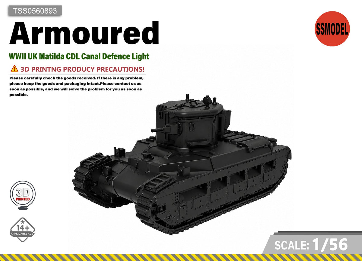 SSMODEL 1/56 WWII UK Matilda CDL Canal Defence Light Resin Model Kit TSS0560893 — scale model kit