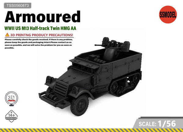 SSMODEL 1/56 WWII US M13 Half-track Twin HMG AA Resin Model Kit TSS0560873