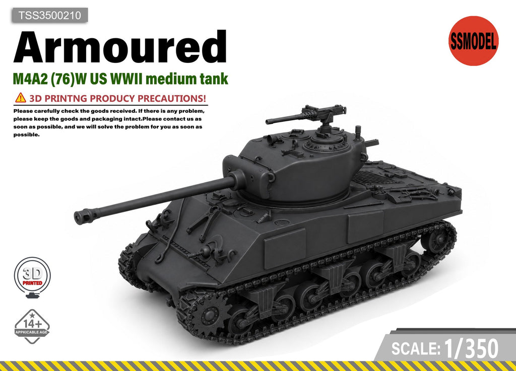 SSMODEL 1/350 M4A2 (76)W US WWII medium Tank Resin MODEL KIT TSS3500210