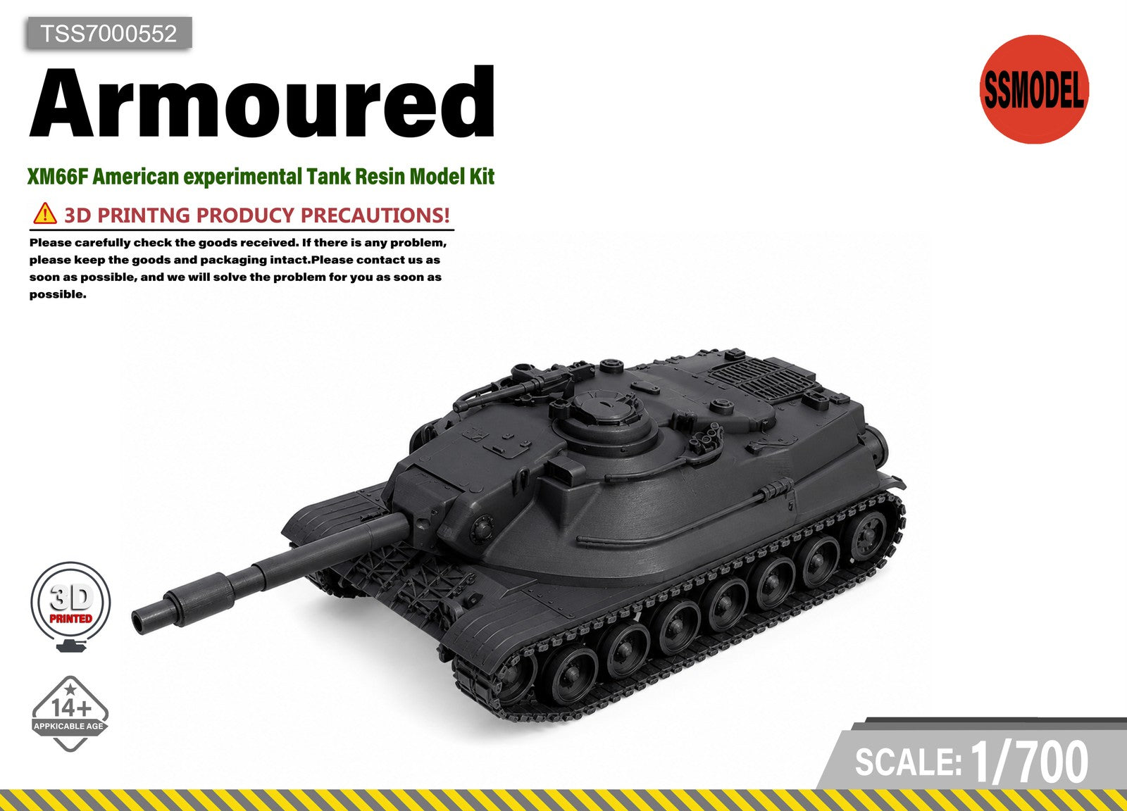 SSMODEL 1/700 XM66F American experimental Tank Resin Model Kit TSS7000552 — scale model kit
