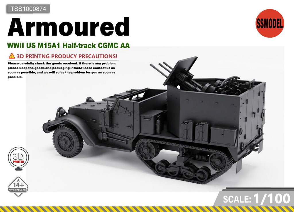 SSMODEL 1/100 WWII US M15A1 Half-track CGMC AA Resin Model Kit TSS1000874