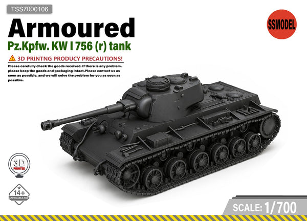 SSMODEL 1/700 Pz.Kpfw. KW I 756 (r) Tank Resin Model Kit TSS7000106