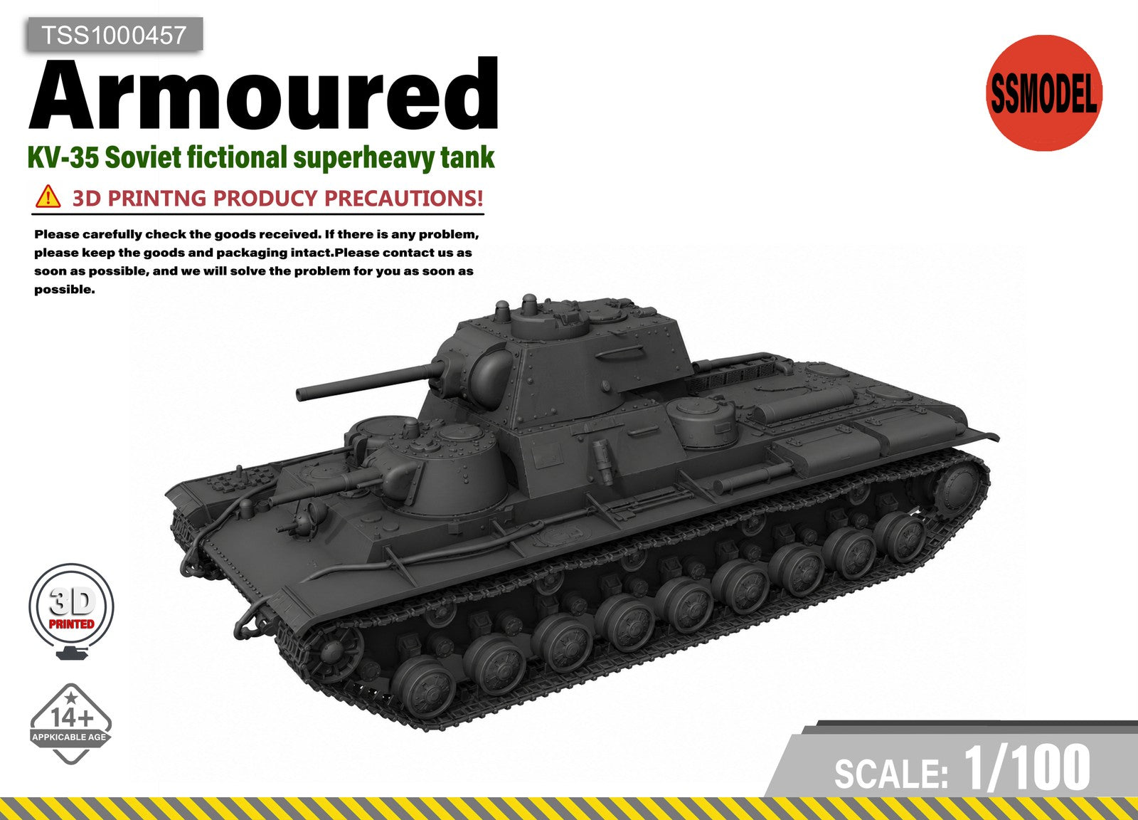 SSMODEL 1/100 KV-35 Soviet fictional superheavy tank Resin MODEL KIT TSS1000457
