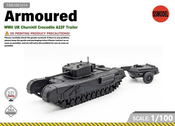 SSMODEL 1/100 WW2 UK Churchill Crocodile A22F Trailer Resin Model Kit TSS1001014