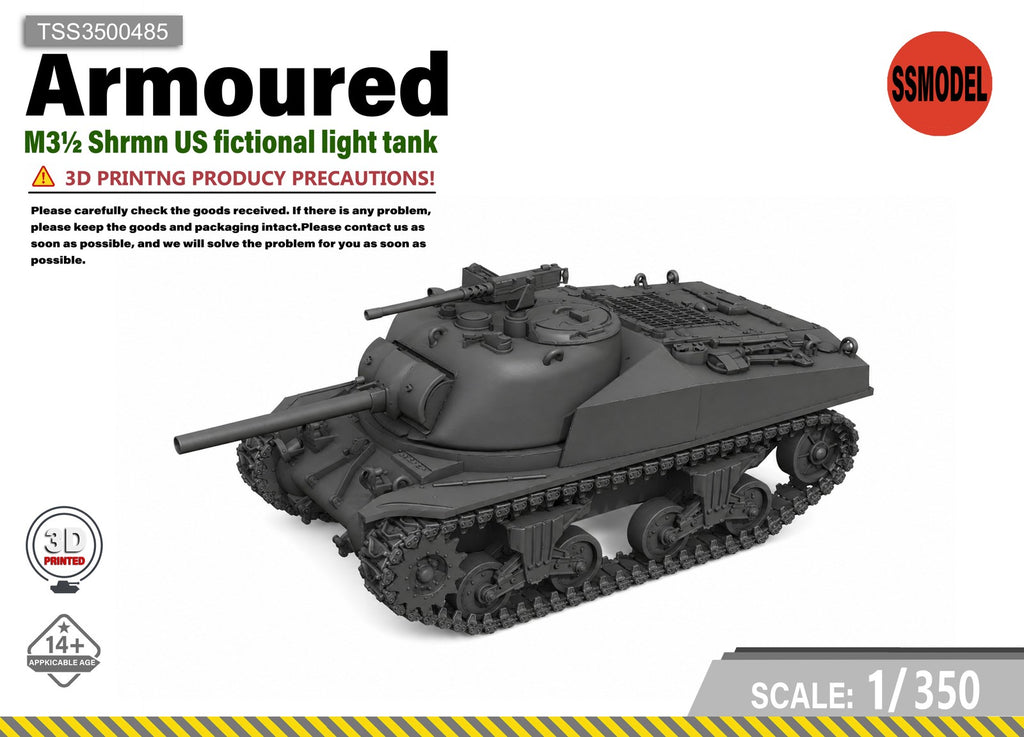 SSMODEL 1/350 M3 Shrmn US fictional light tank resin model kit TSS3500485