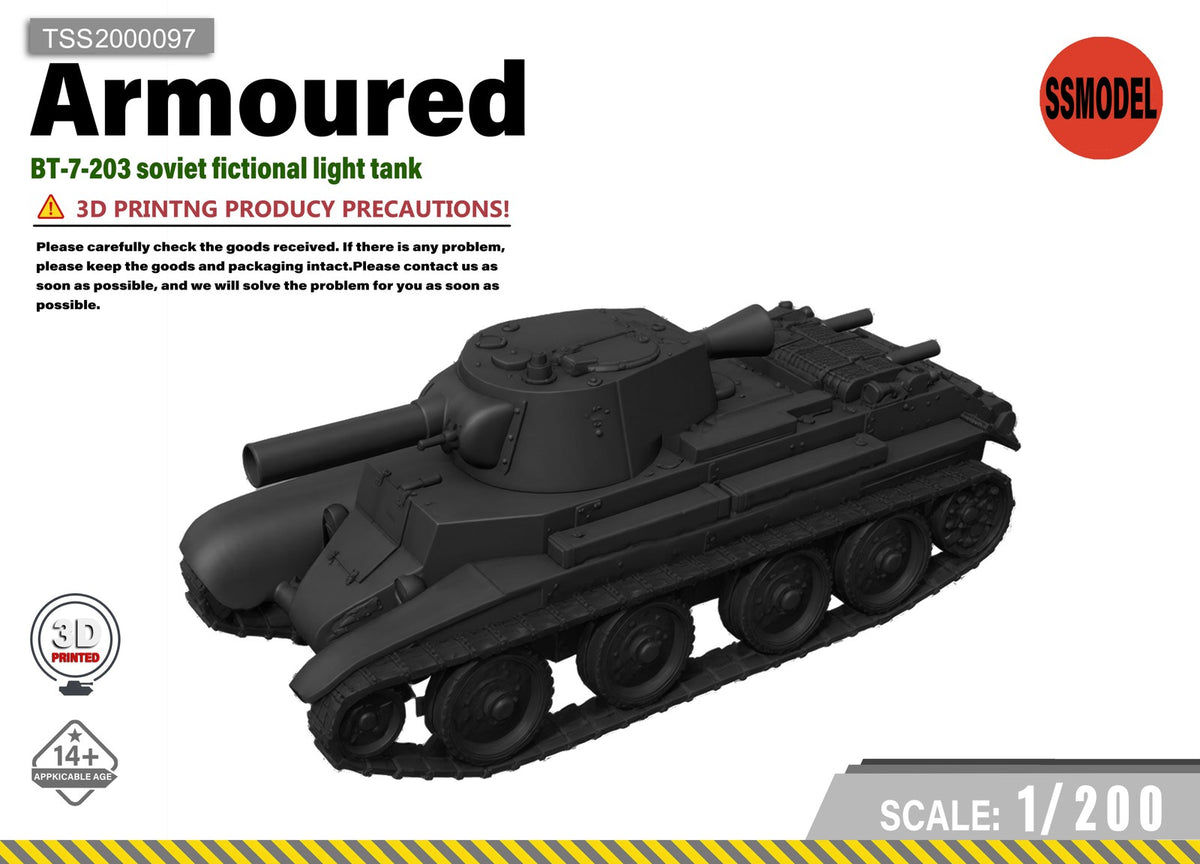 SSMODEL 1/200 BT-7-203 soviet fictional light tank Resin Model Kit TSS2000097