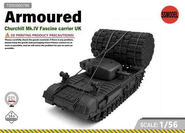 SSMODEL 1/56 Churchill Mk.IV Fascine carrier UK Resin MODEL KIT TSS0560798