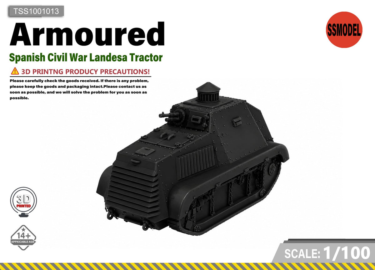 SSMODEL 1/100 Spanish Civil War Landesa Tractor Resin Model Kit TSS1001013 — scale model kit