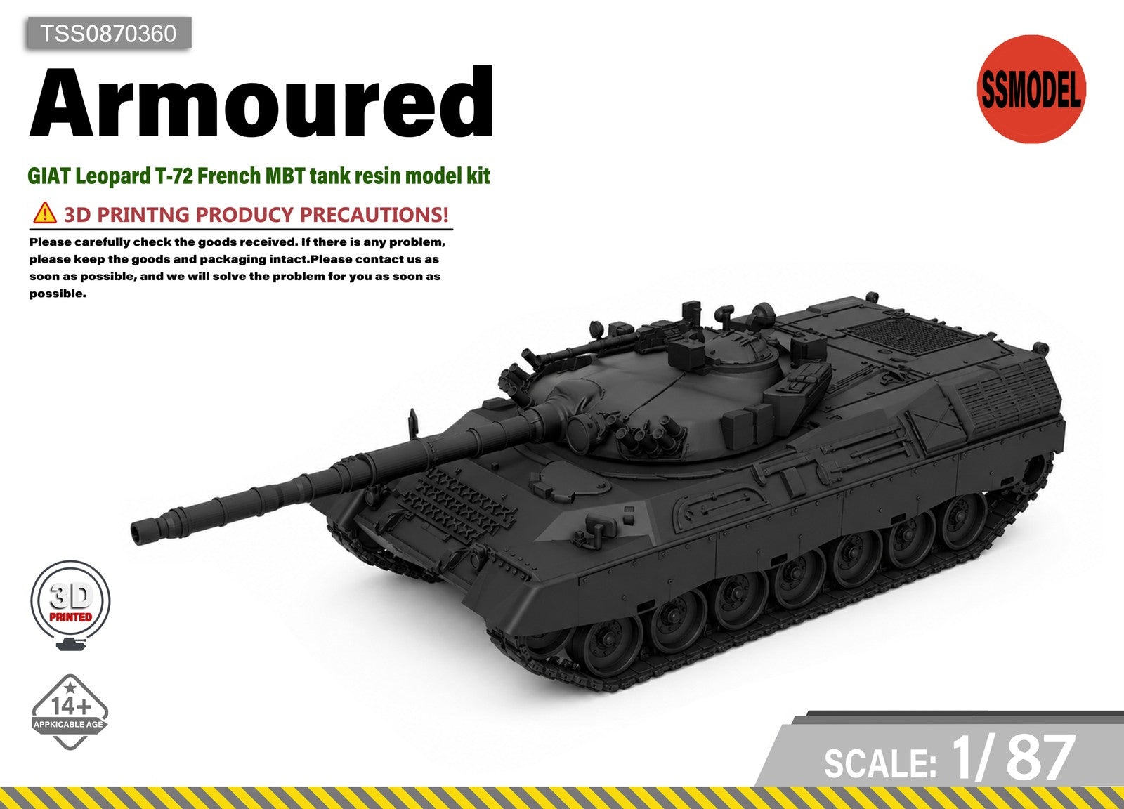 SSMODEL 1/87 GIAT Leopard T-72 French MBT tank resin model kit TSS0870360