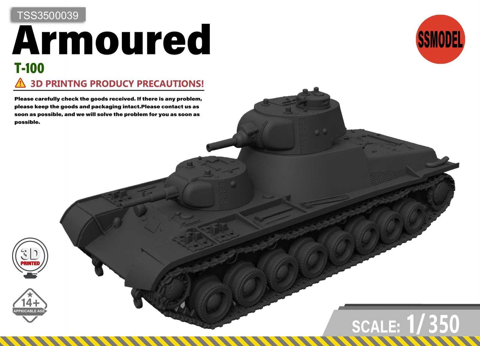 SSMODEL 1/350 T-100 Tank Resin Model Kit TSS3500039 — scale model kit