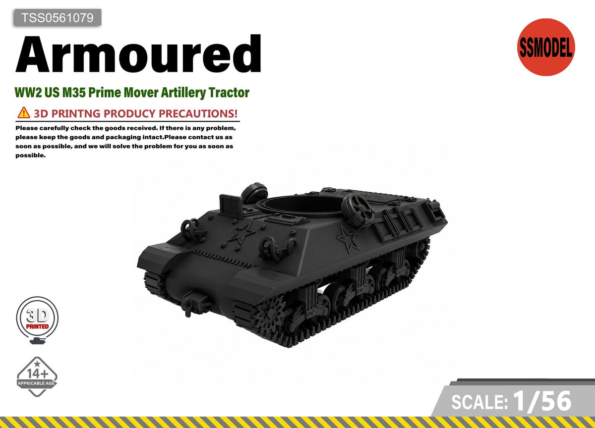 SSMODEL 1/56 WW2 US M35 Prime Mover Artillery Tractor Resin Model Kit TSS0561079 — scale model kit