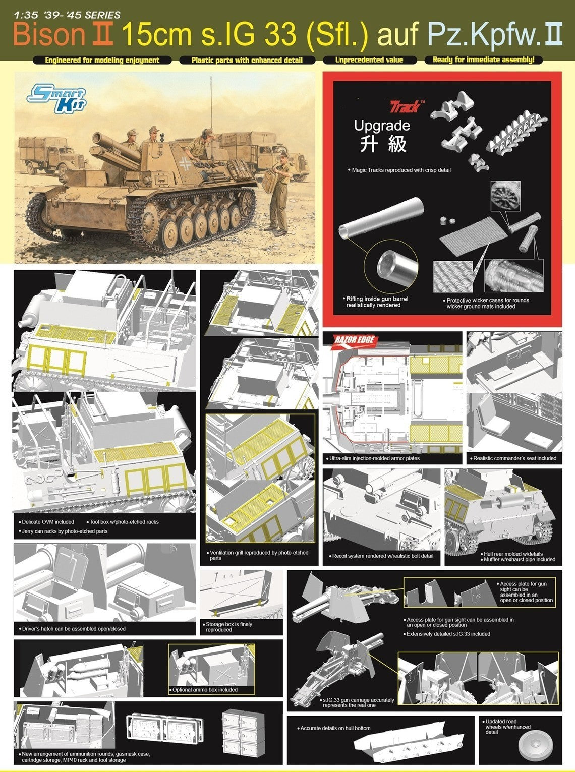 DRAGON 1/35 6440 Bison II 15cm s.IG 33 (Sfl.) auf Pz.Kpfw.II Precision Ver. Kit