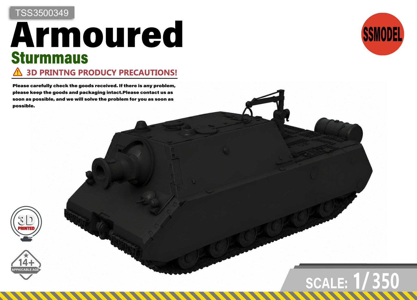 SSMODEL 1/350 Sturmmaus Tank Resin Model Kit TSS3500349 — scale model kit