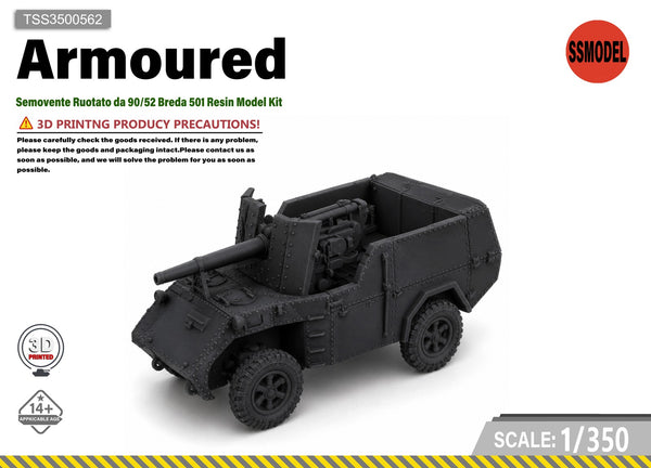 SSMODEL 1/350 Semovente Ruotato da 90/52 Breda 501 Resin Model Kit TSS3500562