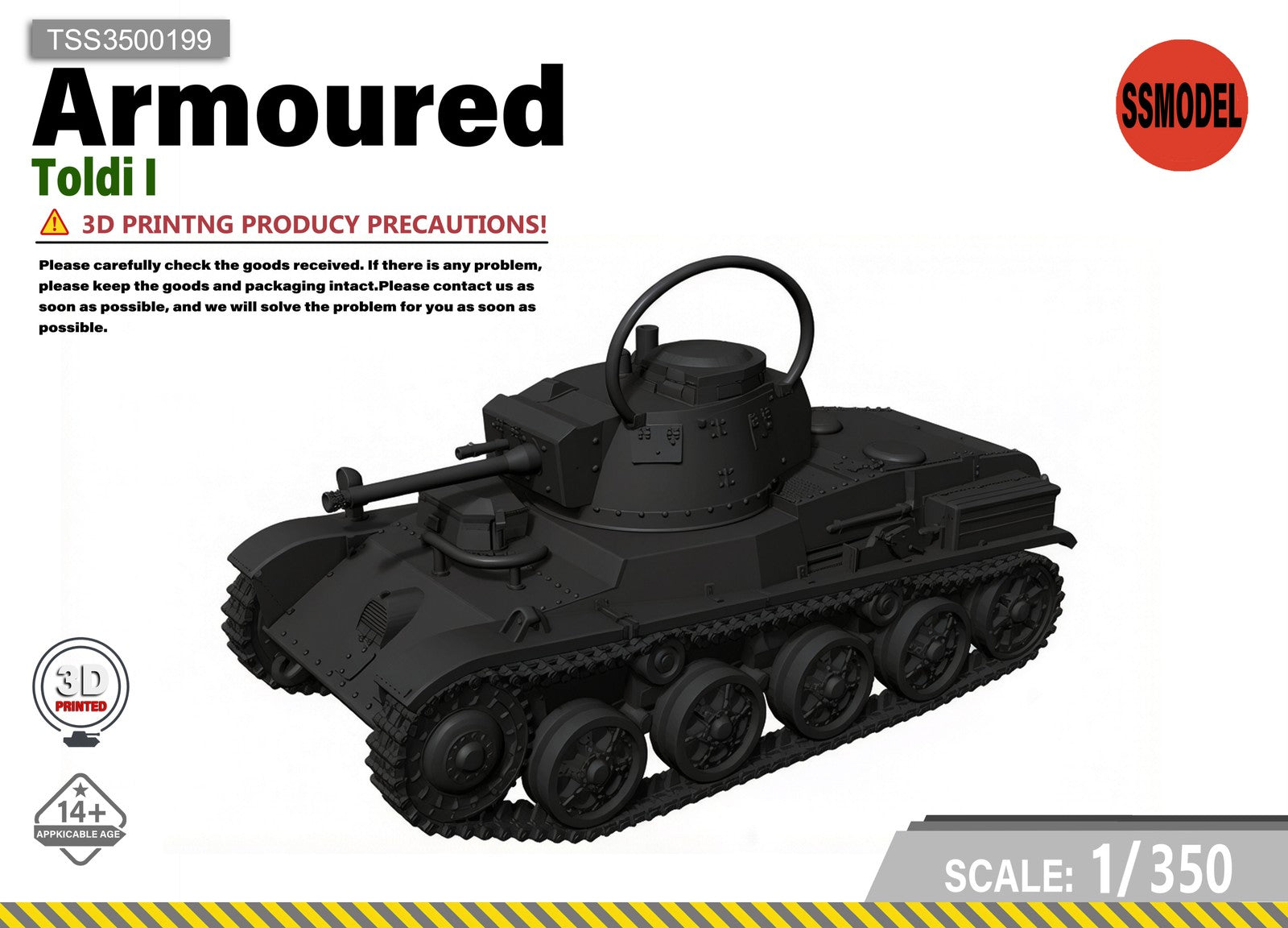 SSMODEL 1/350 Toldi I tank Resin Model Kit TSS3500199 — scale model kit