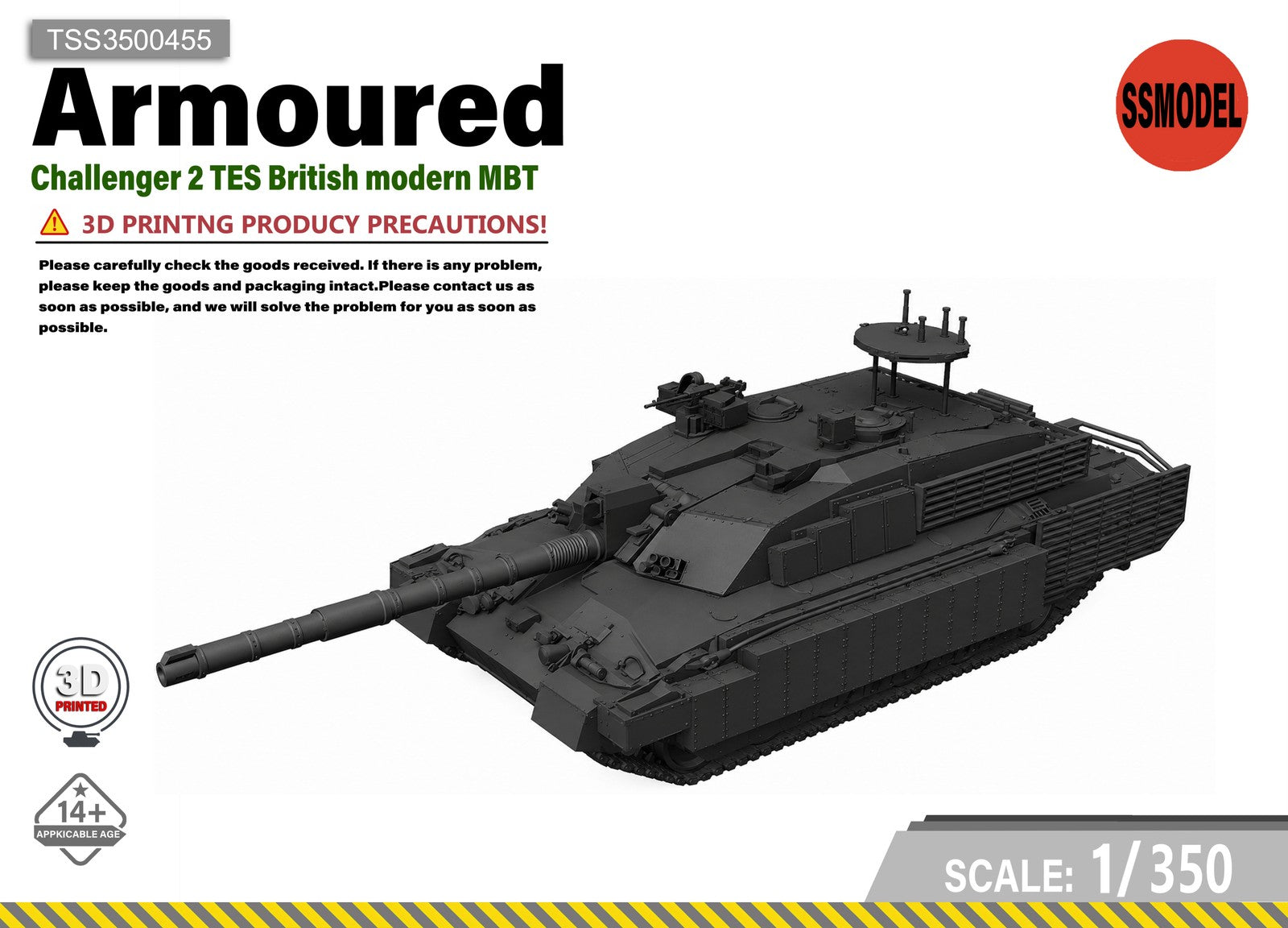 SSMODEL 1/350 Challenger 2 TES British modern MBT Resin Model Kit TSS3500455 — scale model kit