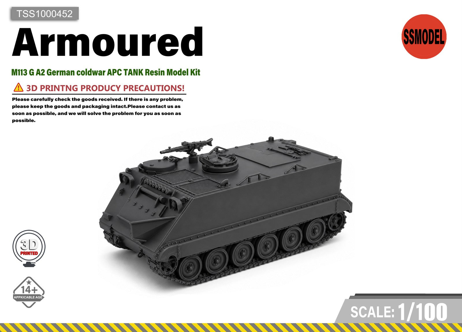 SSMODEL 1/100 M113 G A2 German coldwar APC TANK Resin Model Kit TSS1000452