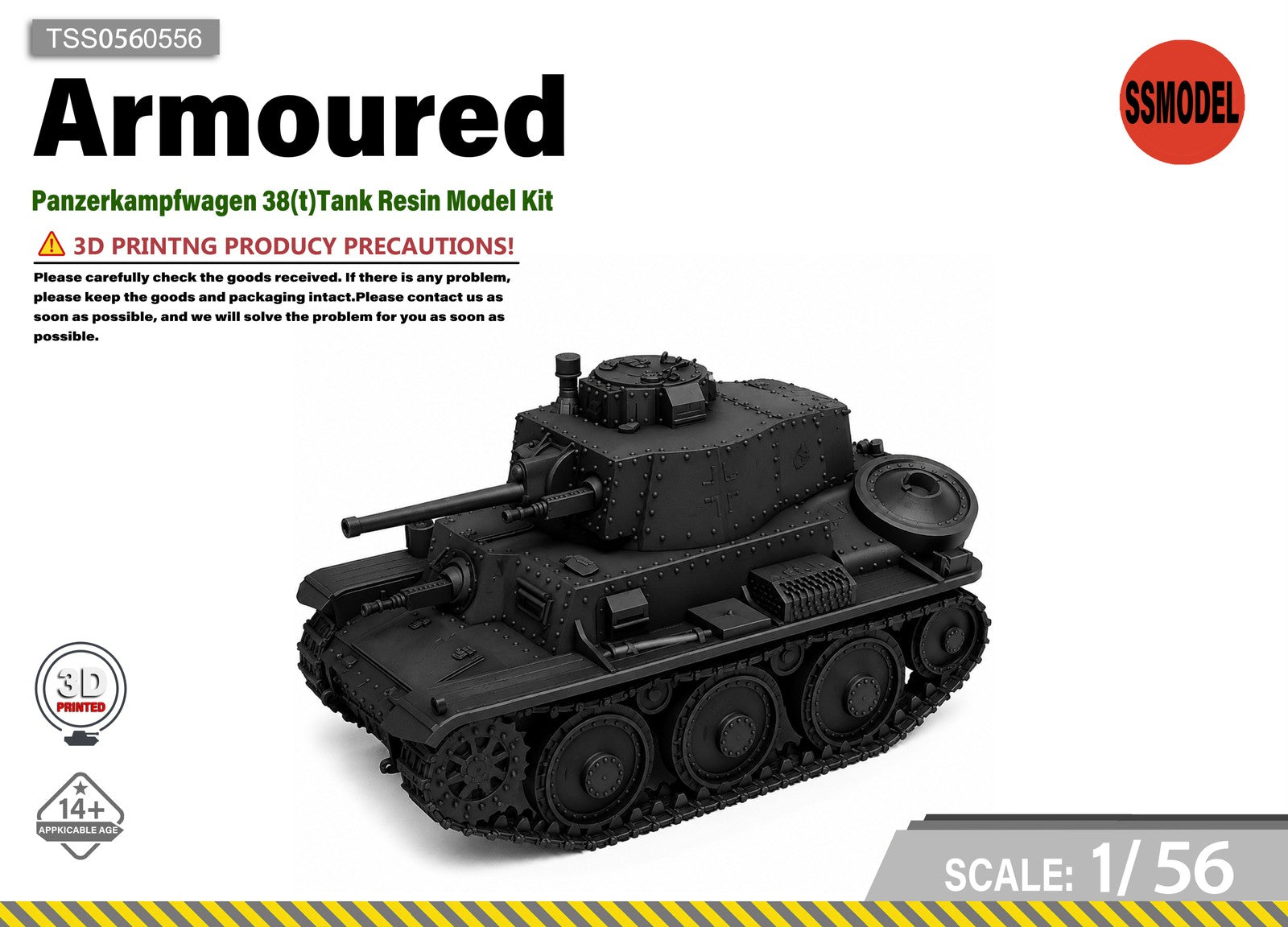 SSMODEL 1/56 Panzerkampfwagen 38(t)Tank Resin Model Kit TSS0560556