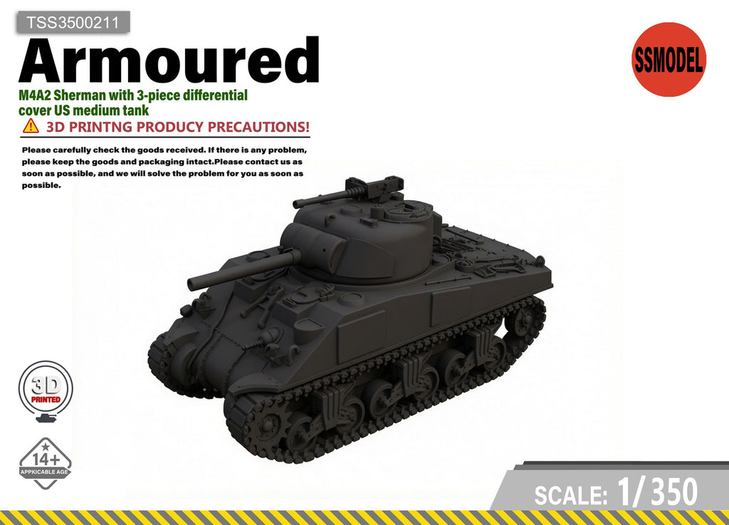 SSMODEL 1/350 M4A2 Sherman US medium Tank Resin MODEL KIT TSS3500211
