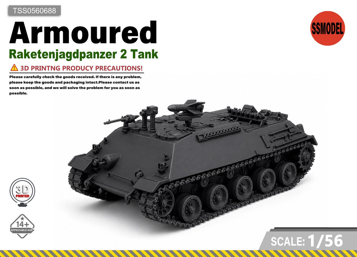 SSMODEL 1/56 Raketenjagdpanzer 2 Tank Resin MODEL KIT TSS0560688 — scale model kit