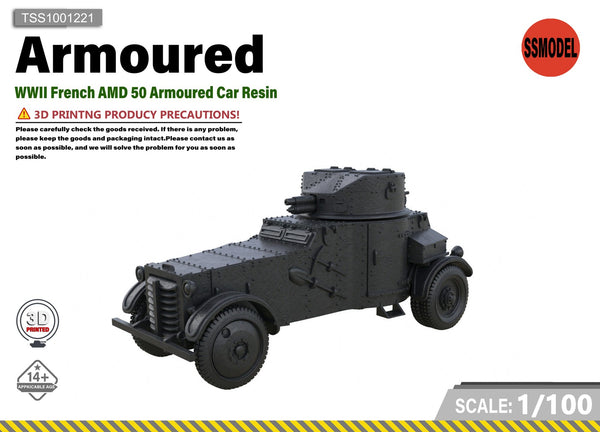 SSMODEL 1/100 WWII French AMD 50 Armoured Car Resin Model Kit TSS1001221