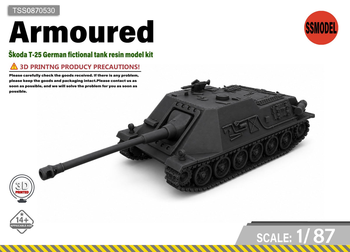 SSMODEL 1/87 Škoda T-25 German fictional tank resin model kit TSS0870530