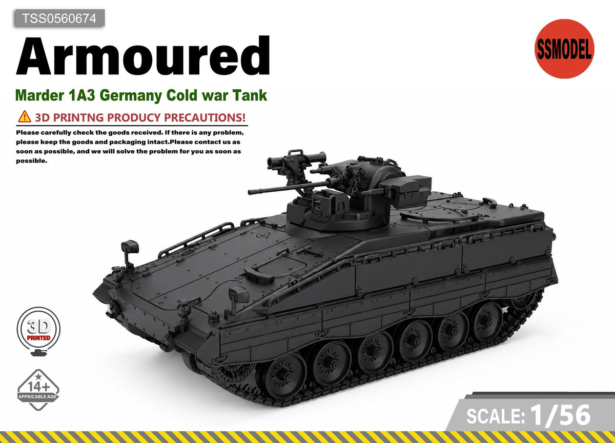 SSMODEL 1/56 Marder 1A3 Germany Cold war Tank Resin MODEL KIT TSS0560674 — scale model kit