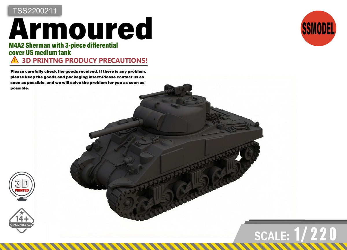 SSMODEL 1/220 M4A2 Sherman US medium Tank Resin MODEL KIT TSS2200211