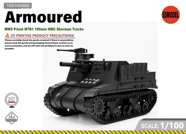 SSMODEL 1/100 WW2 Priest M7B1 HMC Sherman Tracks Resin Model Kit TSS1000888