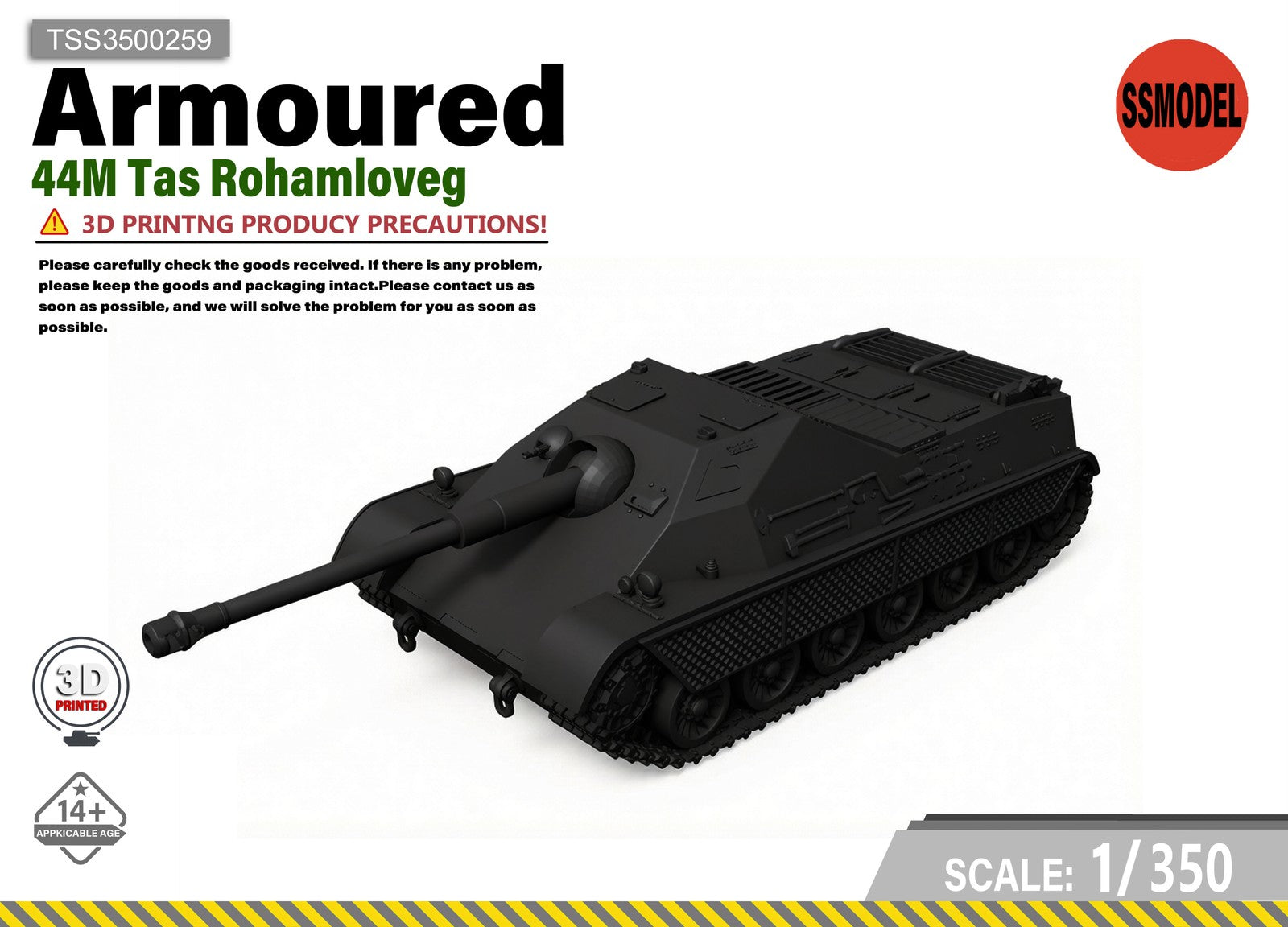 SSMODEL 1/350 44M Tas Rohamloveg tank Resin Model Kit TSS3500259 — scale model kit