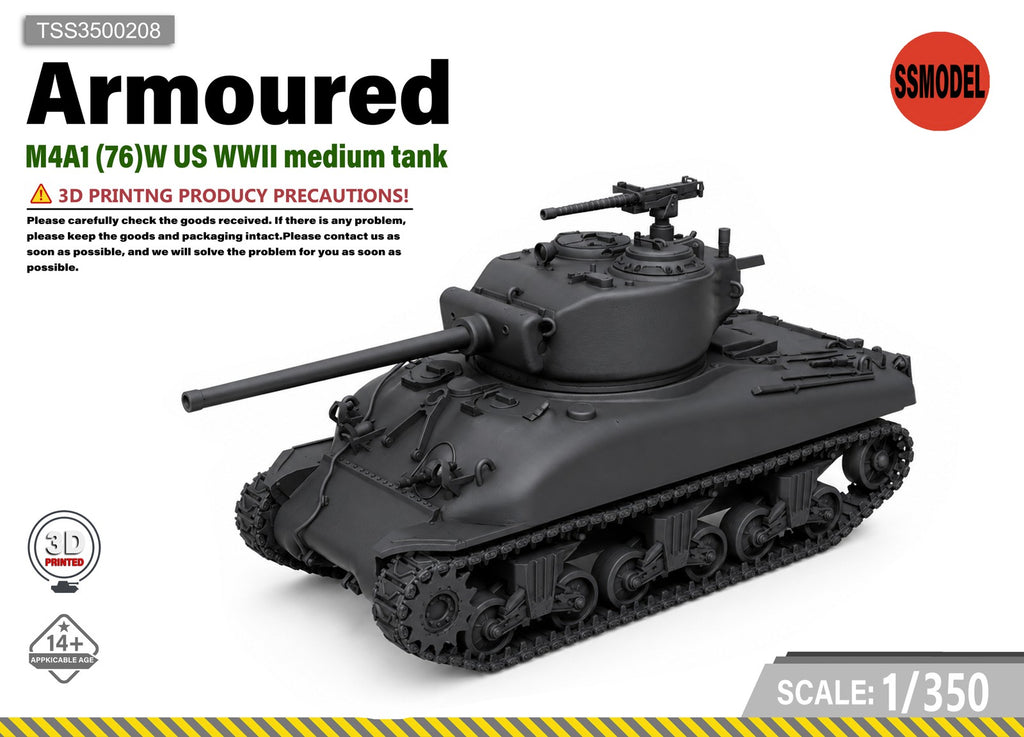 SSMODEL 1/350 M4A1 76W Sherman US WWII Tank Resin MODEL KIT TSS3500208