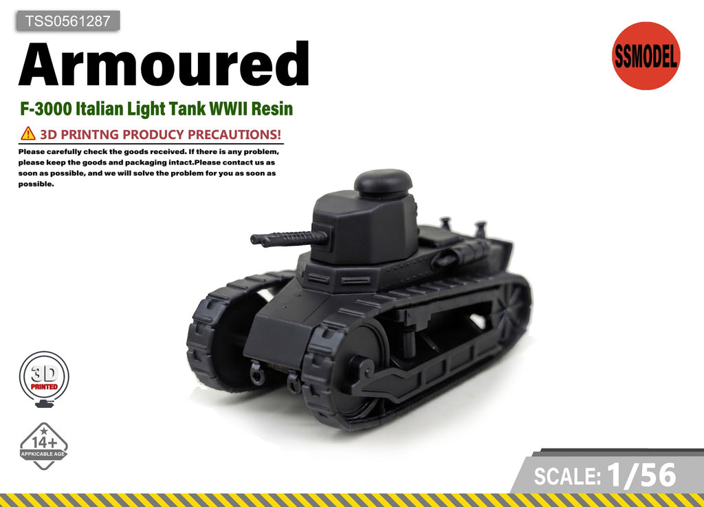 SSMODEL 1/56 F-3000 Italian Light Tank WWII Resin Model Kit TSS0561287