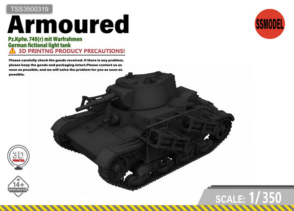 SSMODEL 1/350 mit Wurfrahmen German light tank resin model kit TSS3500319