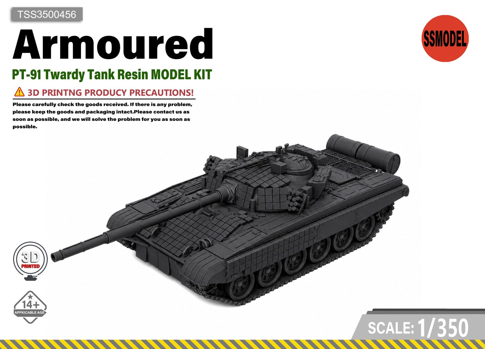 SSMODEL 1/350 PT-91 Twardy Tank Resin MODEL KIT TSS3500456 — scale model kit
