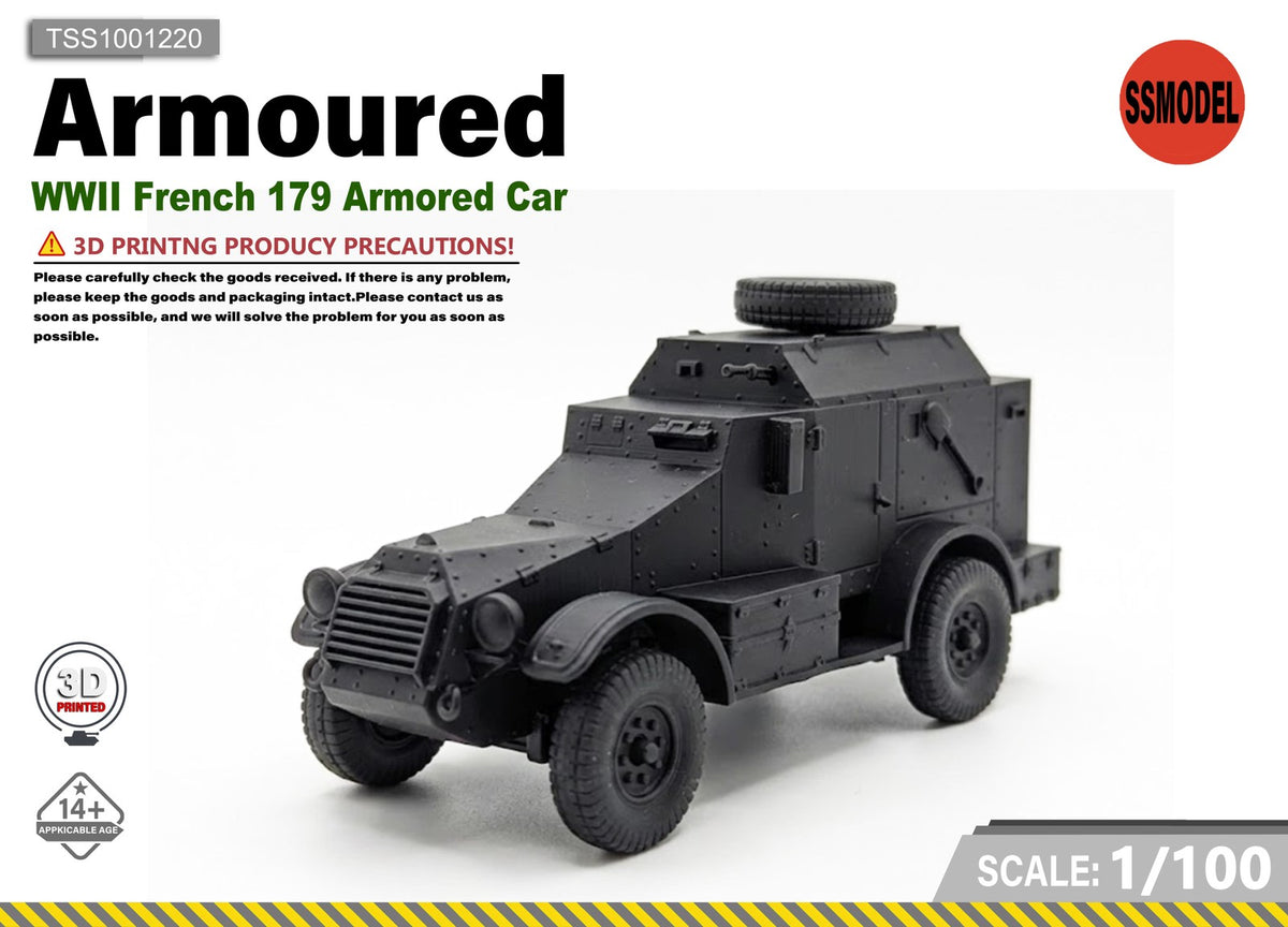 SSMODEL 1/100 WWII French 179 Armored Car Resin Model Kit TSS1001220 — scale model kit