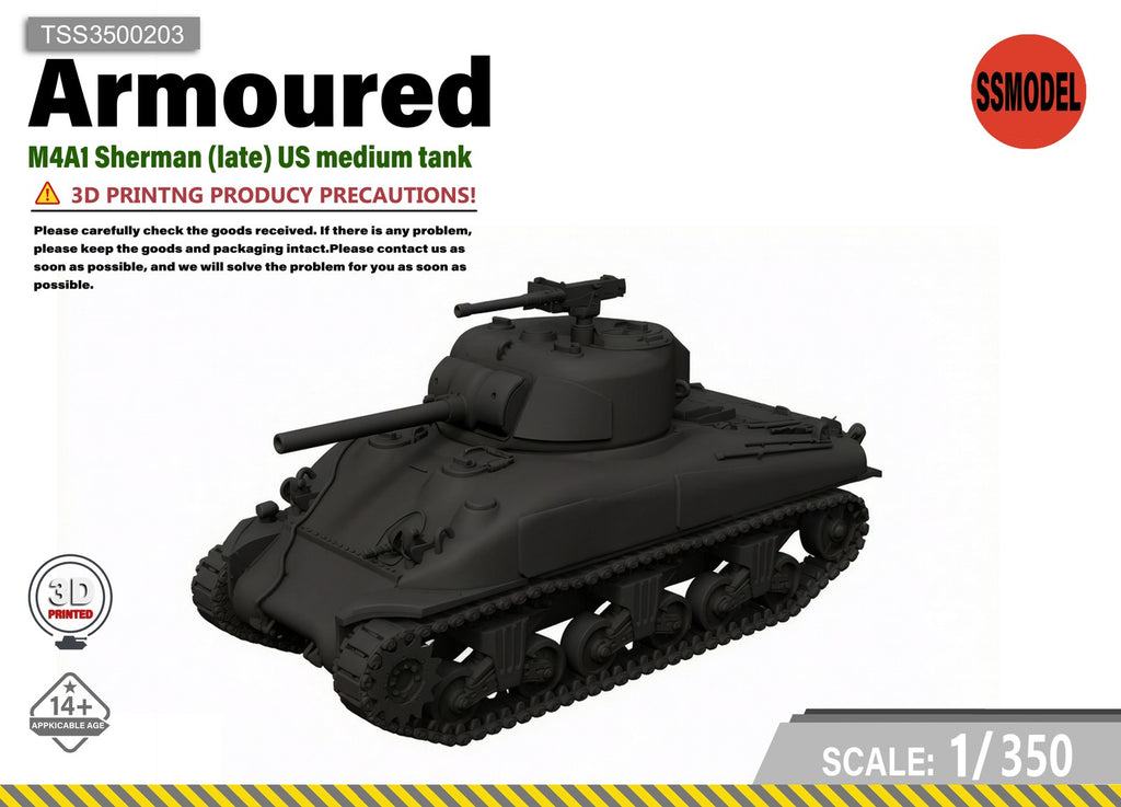 SSMODEL 1/350 M4A1 Sherman Late US Medium Tank Resin MODEL KIT TSS3500203
