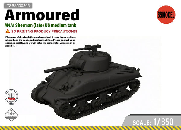 SSMODEL 1/350 M4A1 Sherman Late US Medium Tank Resin MODEL KIT TSS3500203