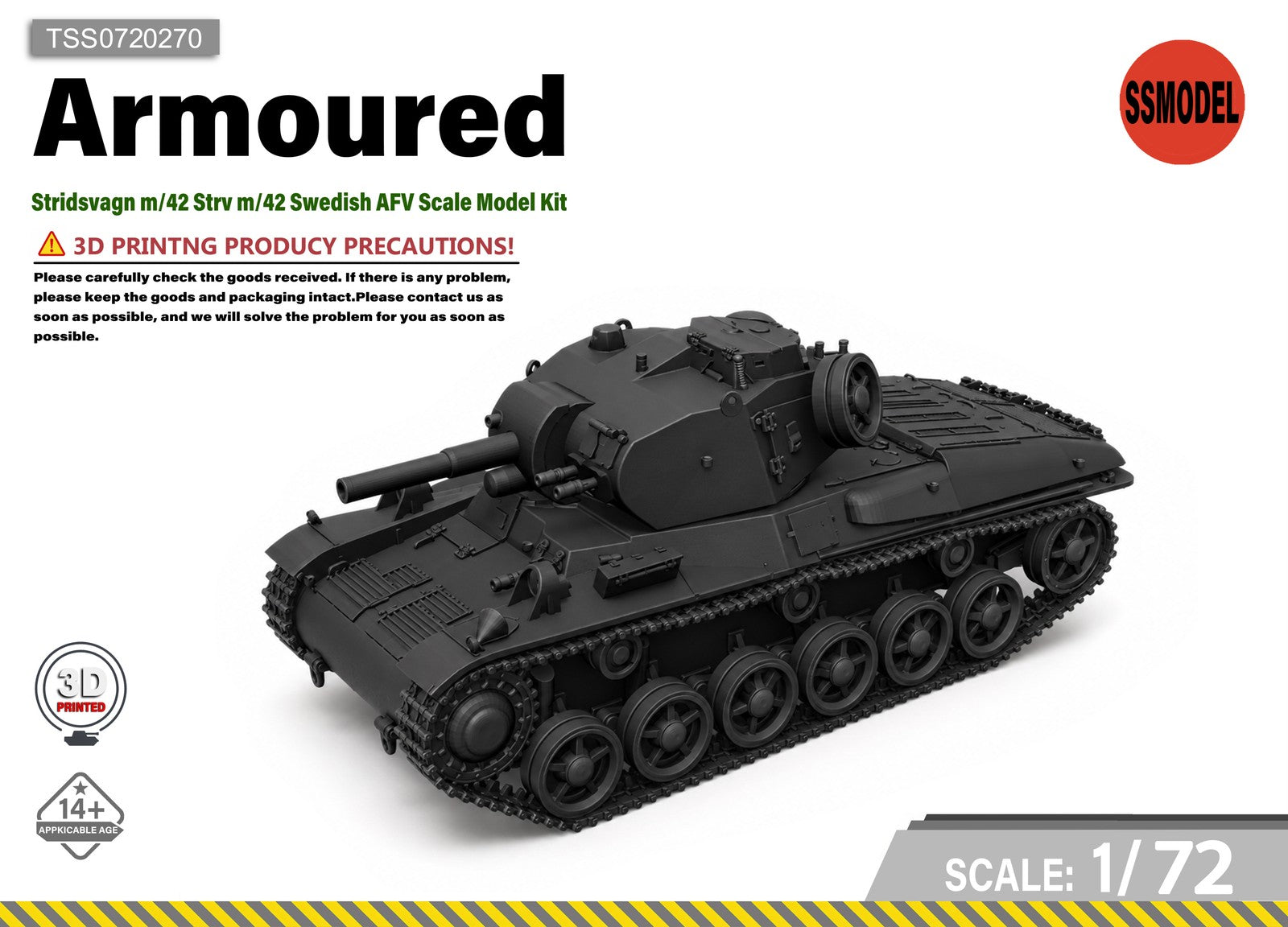 SSMODEL 1/72 Stridsvagn m/42 Strv m/42 Swedish medium tank Model Kit TSS0720270