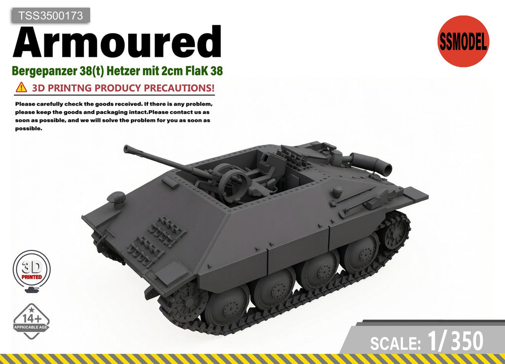 SSMODEL 1/350 Bergepanzer 38(t) Hetzer mit 2cm FlaK 38 tank Model Kit TSS3500173