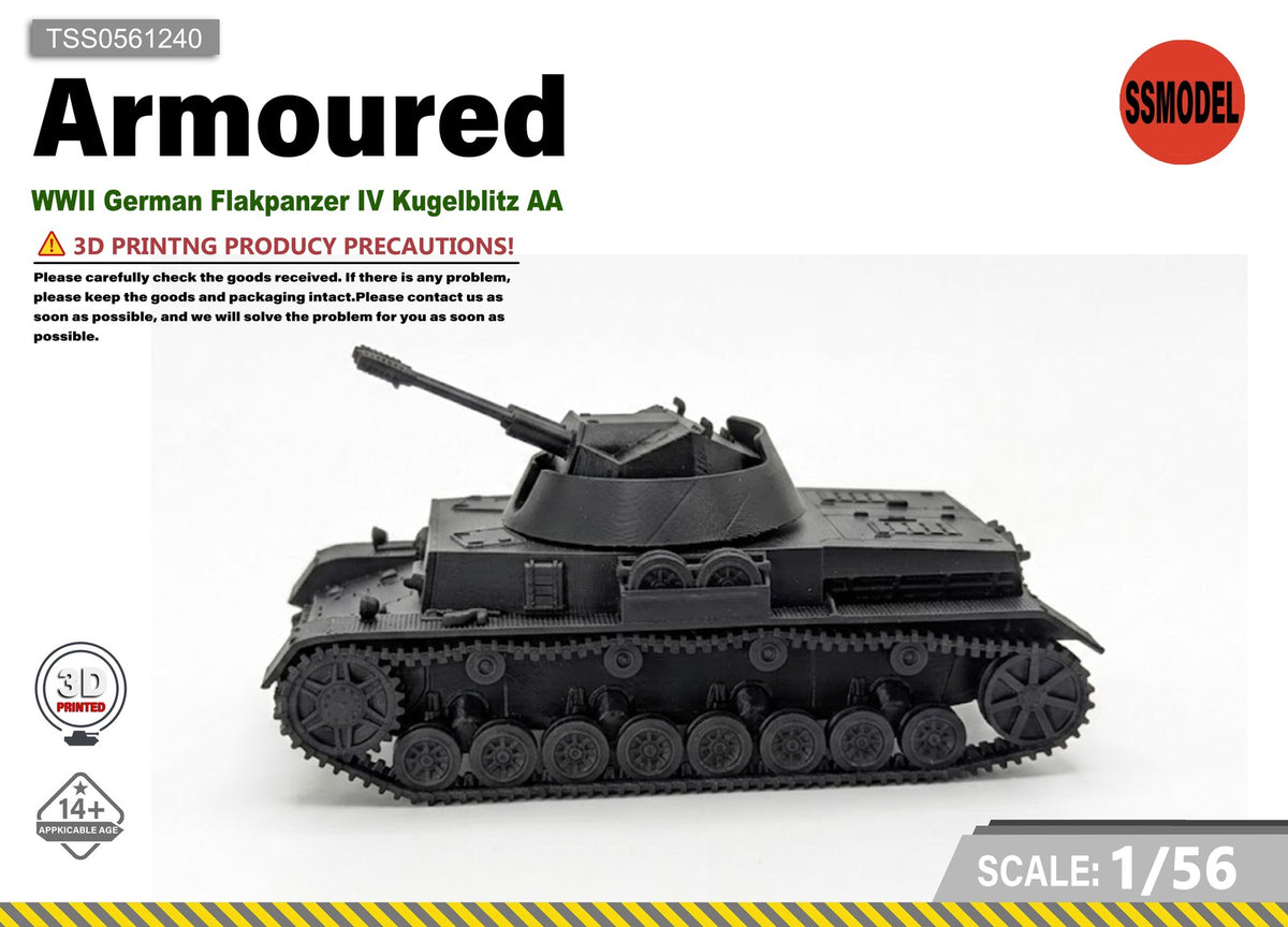SSMODEL 1/56 WWII German Flakpanzer IV Kugelblitz AA Resin Model Kit TSS0561240 — scale model kit