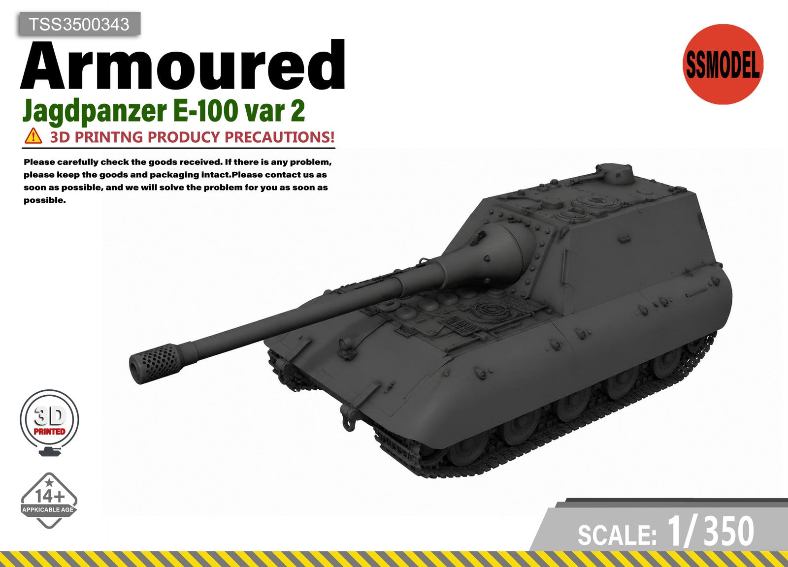 SSMODEL 1/350 Jagdpanzer E-100 var Tank Resin Model Kit TSS3500343 — scale model kit