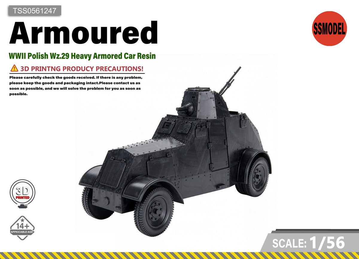 SSMODEL 1/56 WWII Polish Wz.29 Heavy Armored Car Resin Model Kit TSS0561247 — scale model kit