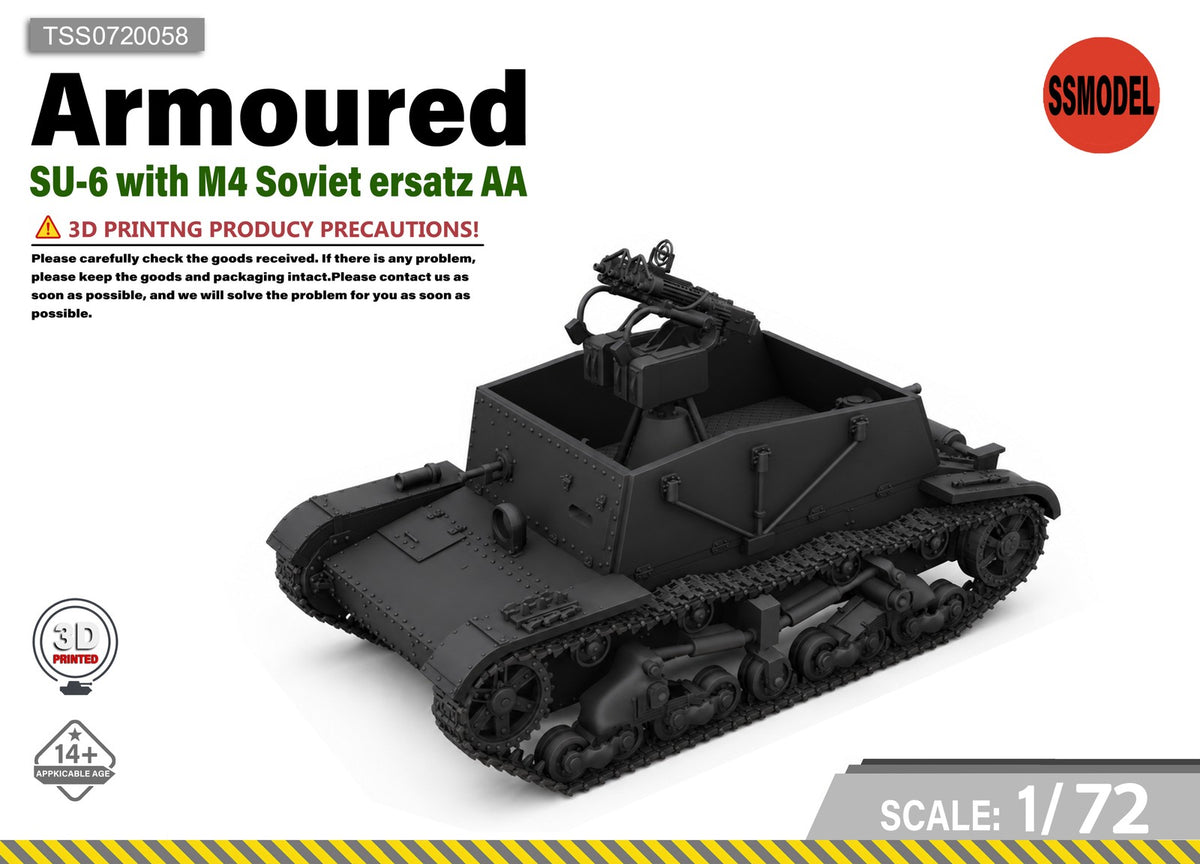 SSMODEL 1/72 SU-6 with M4 Soviet ersatz AA-gun tank Resin Model Kit TSS0720058