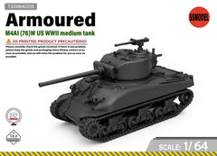 SSMODEL 1/64 M4A1 76W Sherman US WWII Tank Resin MODEL KIT TSS0640208