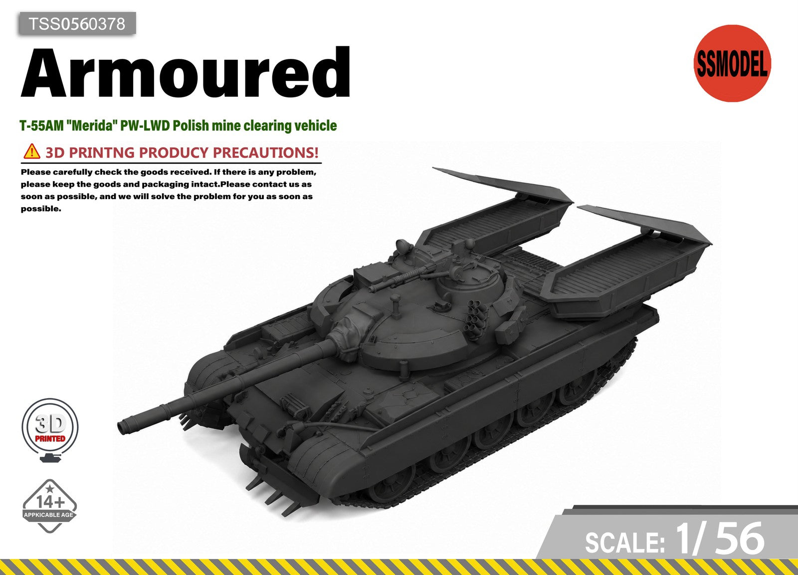 SSMODEL 1/56 T-55AM "Merida" PW-LWD Tank Resin Model Kit TSS0560378
