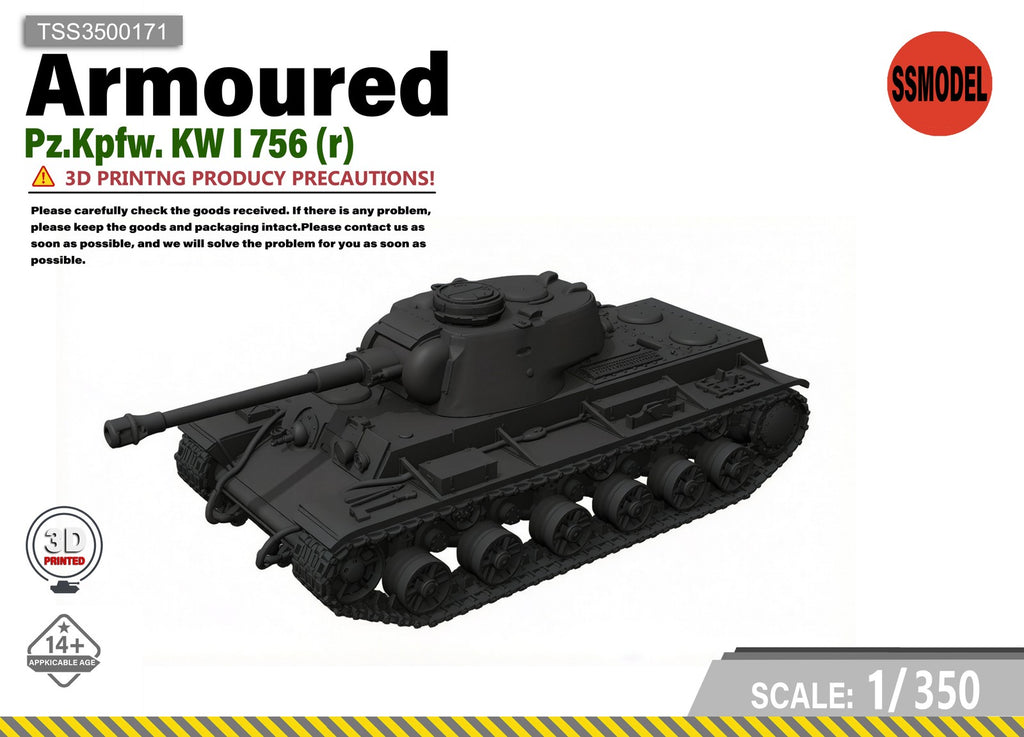 SSMODEL 1/350 Pz.Kpfw. KW I 756 (r) tank Resin Model Kit TSS3500171