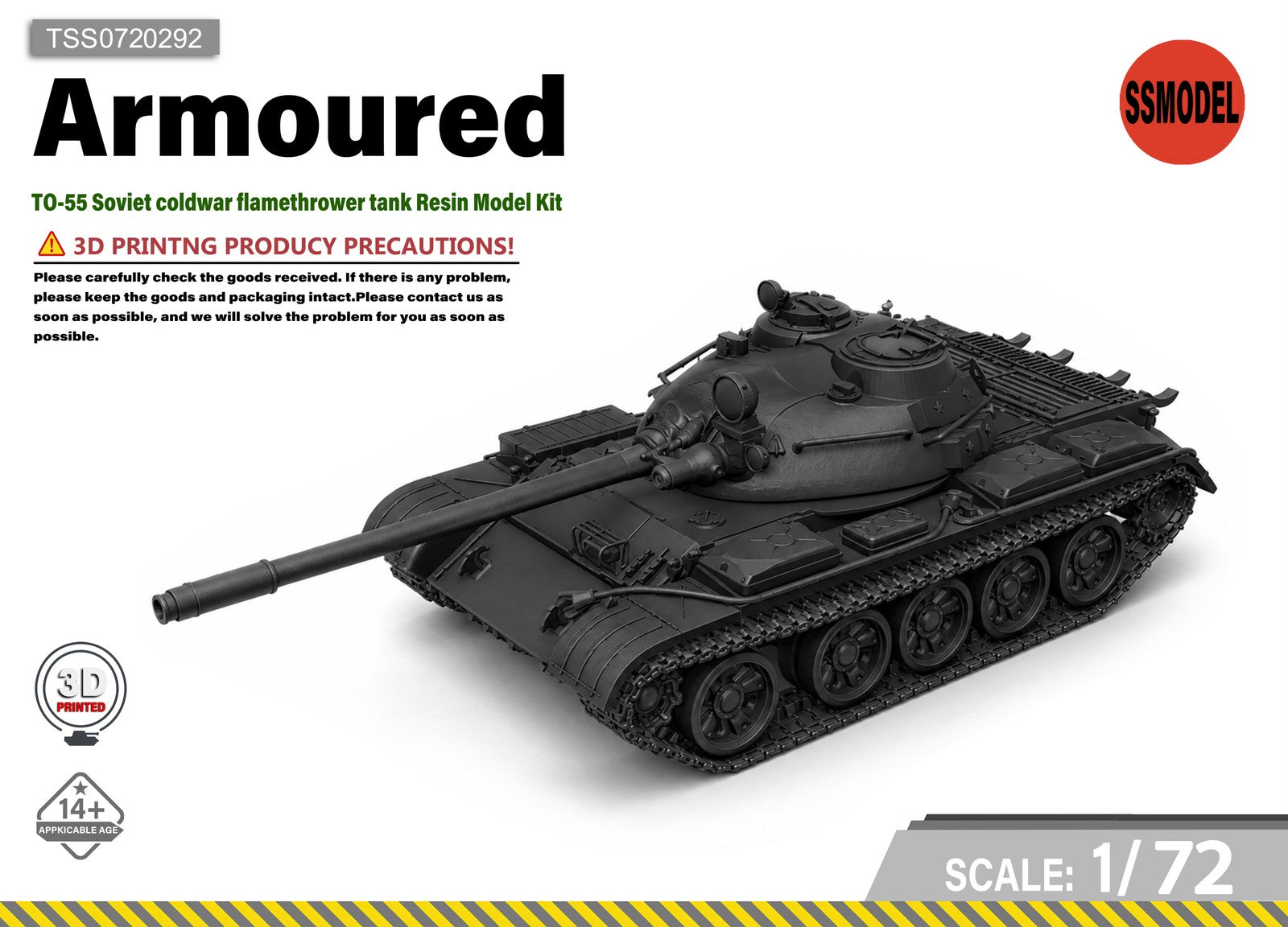 SSMODEL 1/72 TO-55 Soviet coldwar flamethrower tank Resin Model Kit TSS0720292