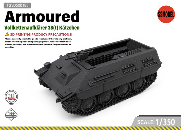 SSMODEL 1/350 Vollkettenaufklarer 38(t) Katzchen tank Resin Model Kit TSS3500188
