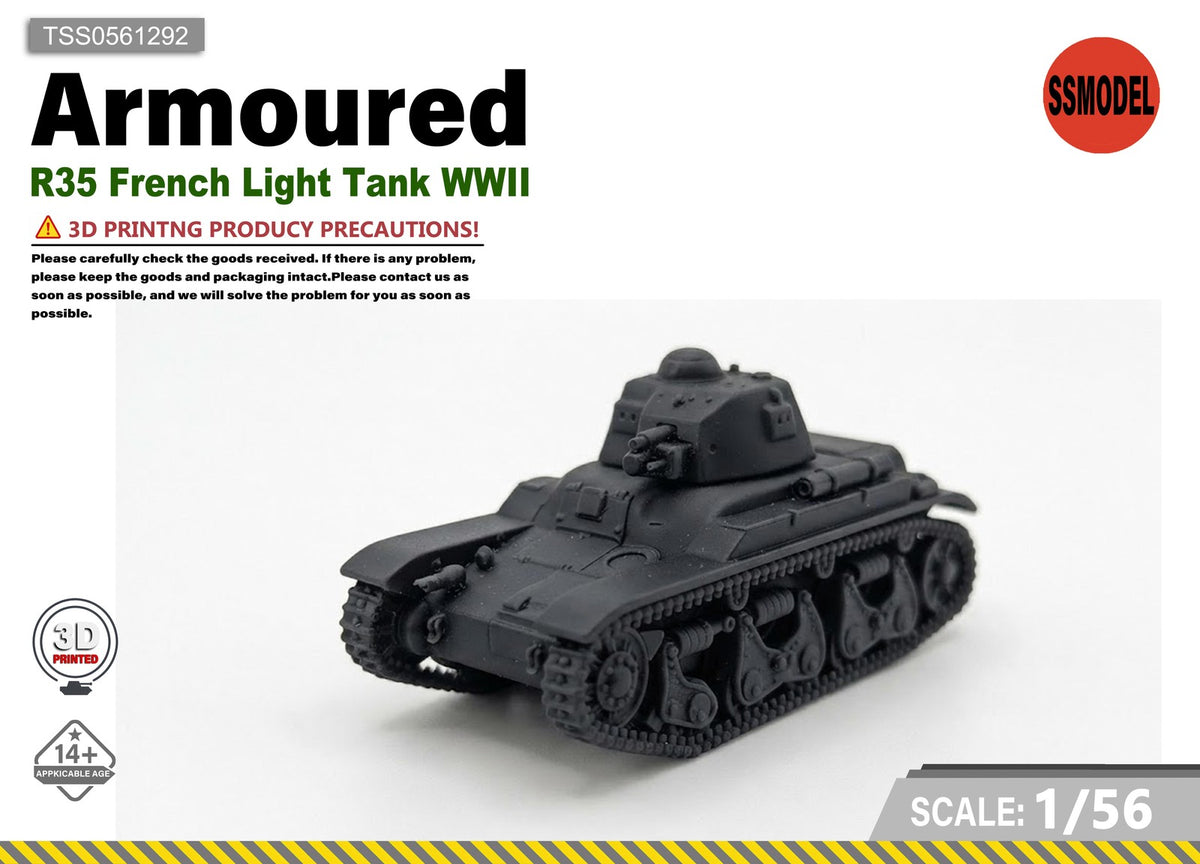 SSMODEL 1/56 R35 French Light Tank WWII Resin Model Kit TSS0561292 — scale model kit